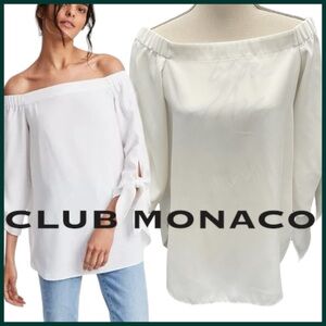 Club Monaco White Sophiya Off Shoulder Tie Sleeve Blouse Top (6)